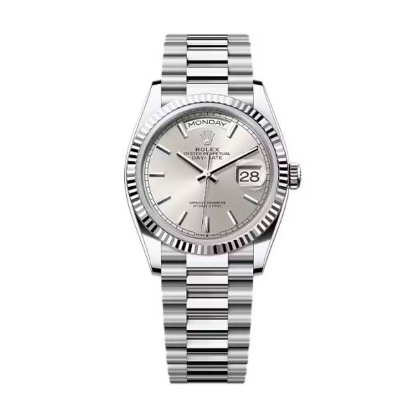 Superclone Rolex Day-Date Silver Dial 128236-0001 36 mm