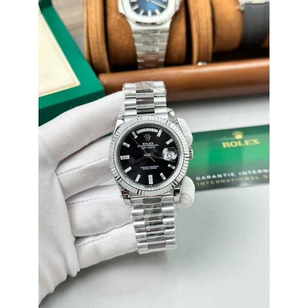 Superclone Rolex Day-Date Bright Black Dial 228236-0003 40 mm