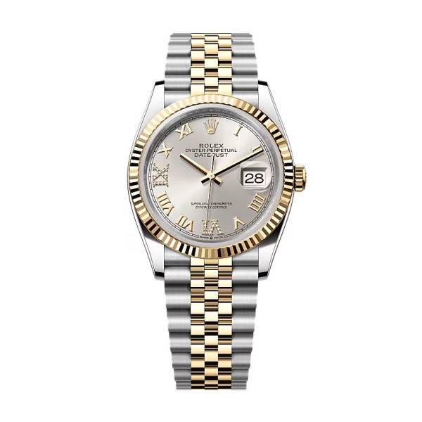 Rolex Datejust Silver Roman Diamond Dial 126233-0031 36 mm