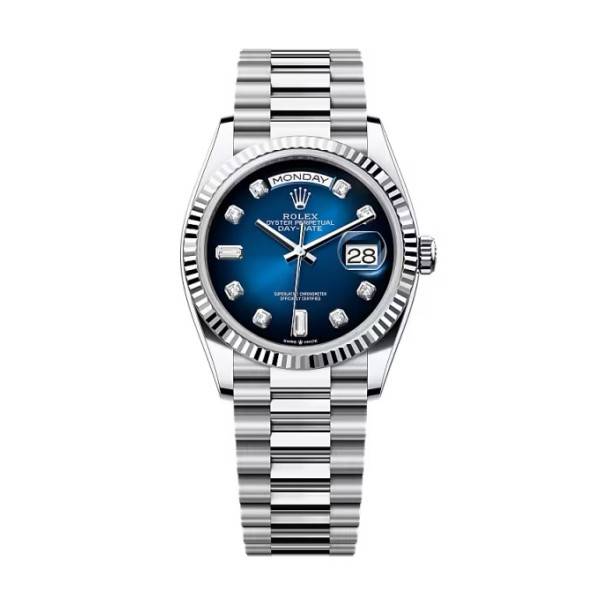 Superclone Rolex Day-Date Blue Ombré Diamond Dial 128236-0005 36 mm