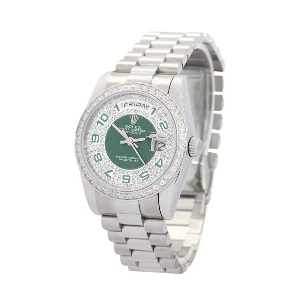 CollectRolex Day-Date Green and Silver with Diamonds Dial 118346 36 mm