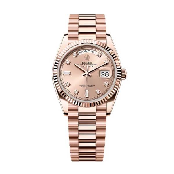 Superclone Rolex Day-Date Rosé Diamond Dial 128235-0009 36 mm