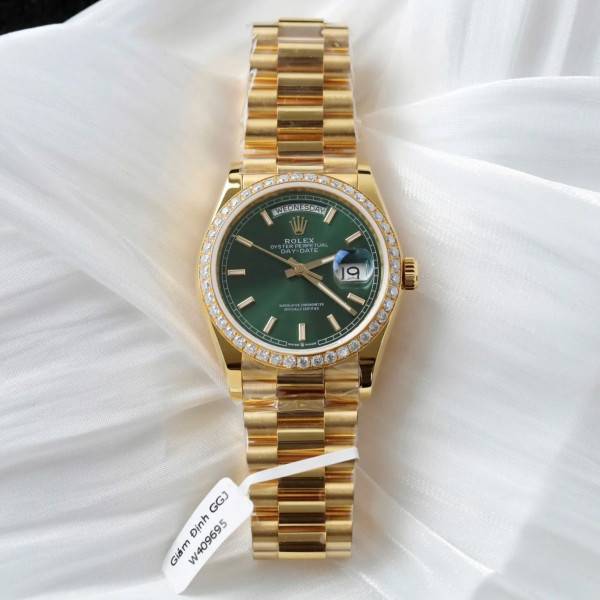 Superclone Rolex Day-Date Bright Green Diamond Dial 128398tbr-0035 36 mm