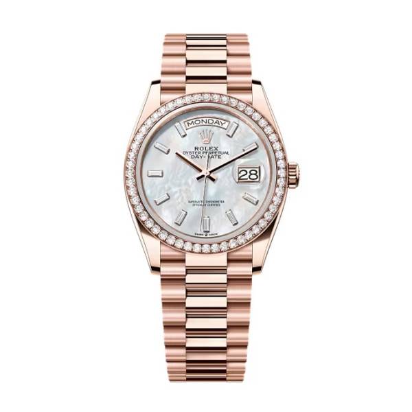 Superclone Rolex Day-Date White Mother-of-Pearl Diamond Dial 128345rbr-0077 36 mm
