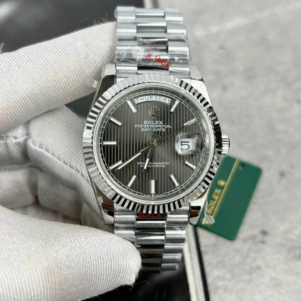 Superclone Rolex Day-Date Grey Stick Tapestry Dial 228239-0002 40 mm
