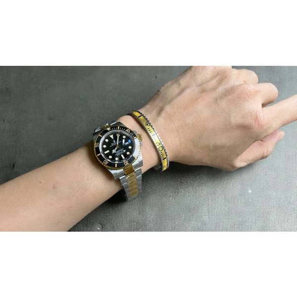 Yellow Titanium Steel Bezel Bracelet