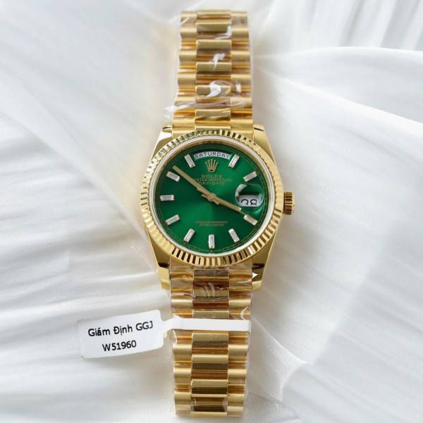 Superclone Rolex Day-Date Bright Green Diamond Dial 128238-0130 36 mm