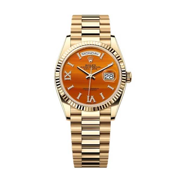 Superclone Rolex Day-Date Carnelian Diamond Dial 128238-0088 36 mm