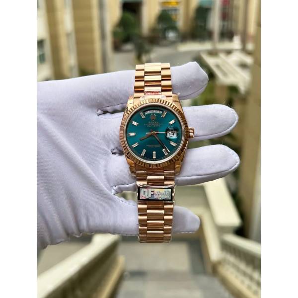 Superclone Rolex Day-Date Blue-Green Diamond Dial 128235-0085 36 mm