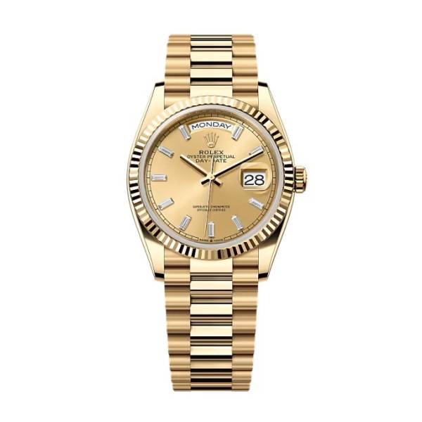 Superclone Rolex Day-Date Champagne Diamond Dial 128238-0132 36 mm