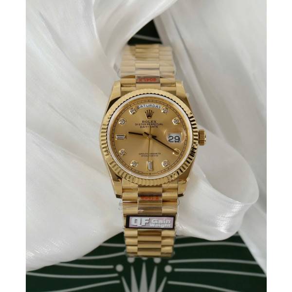 Superclone Rolex Day-Date Champagne Diamond Dial 128238-0008 36 mm