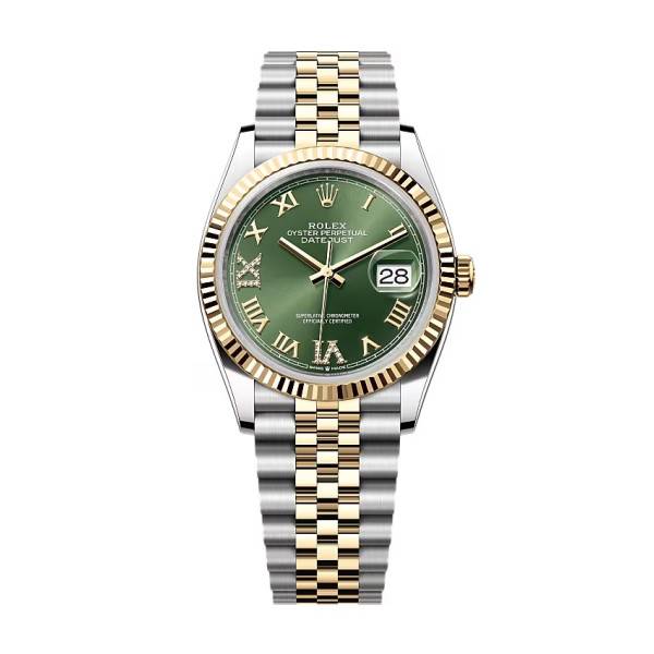 Rolex Datejust Olive Green Roman Diamond Dial 126233-0025 36 mm
