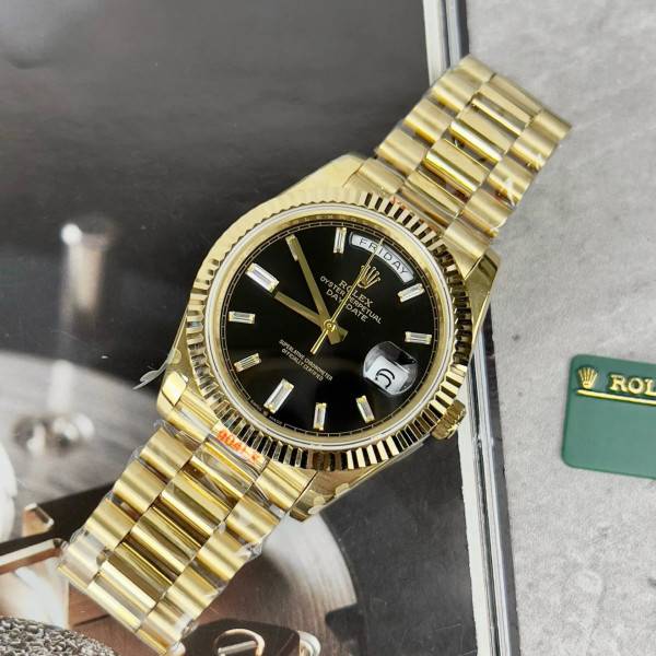 Superclone Rolex Day-Date Bright Black Diamond Dial 228238-0004 40 mm