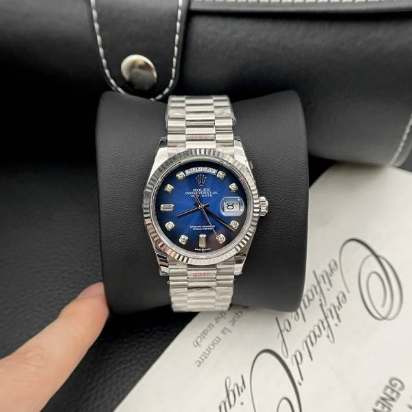 Superclone Rolex Day-Date Blue Ombré Diamond Dial 128236-0005 36 mm
