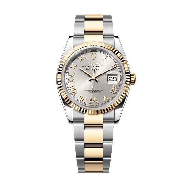 Rolex Datejust Silver Roman Diamond Dial 126233-0032 36 mm