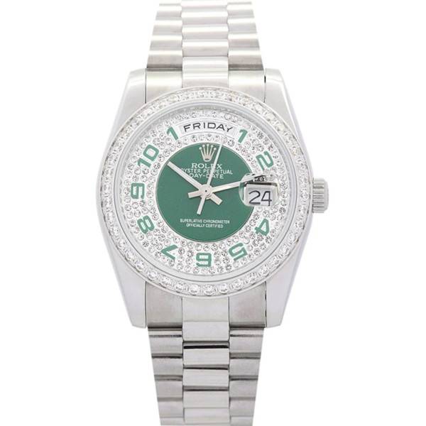 CollectRolex Day-Date Green and Silver with Diamonds Dial 118346 36 mm