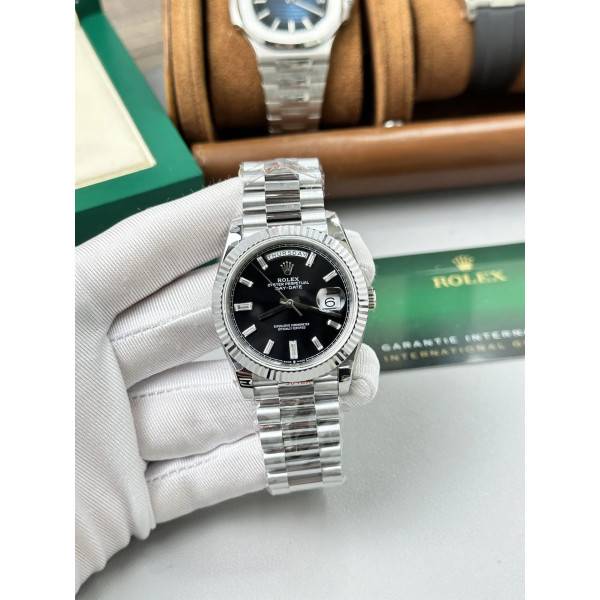Superclone Rolex Day-Date Bright Black Diamond Dial 228236-0004 40 mm
