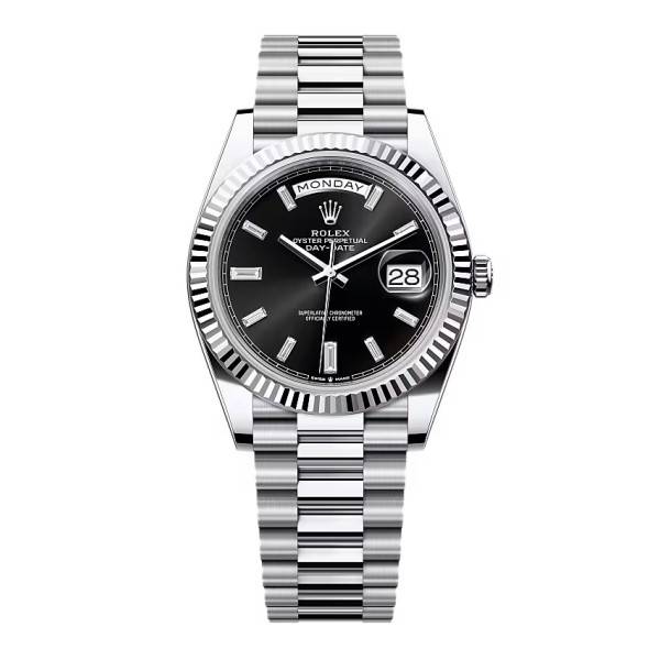 Superclone Rolex Day-Date Bright Black Diamond Dial 228236-0004 40 mm