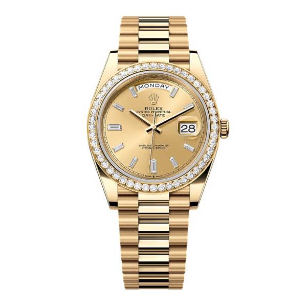 Superclone Rolex Day-Date Champagne Diamond Dial 228348rbr-0002 40 mm