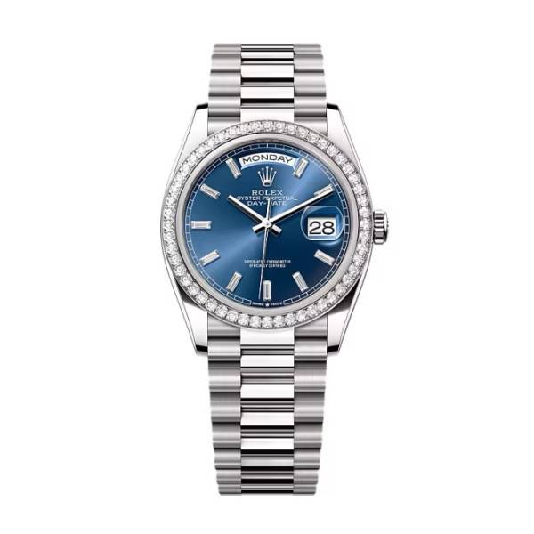 Superclone Rolex Day-Date Bright Blue Diamond Dial 128349rbr-0051 36 mm