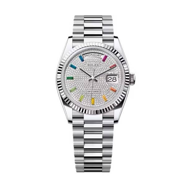 Superclone Rolex Day-Date Diamond-Paved Dial 128236-0003 36 mm