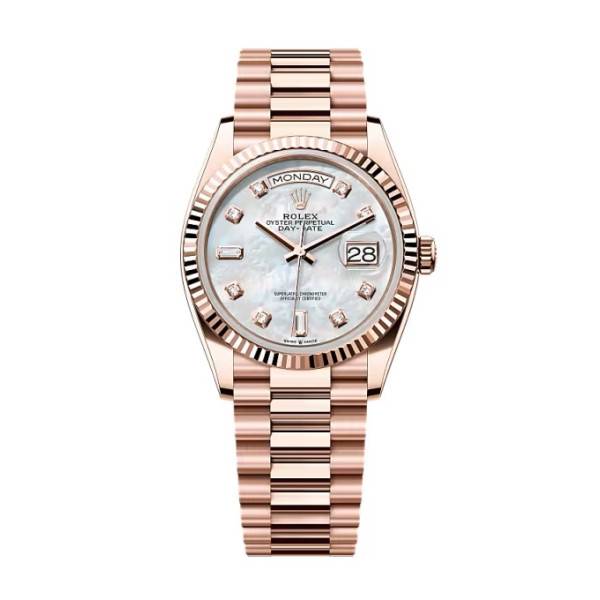 Superclone Rolex Day-Date White Mother-of-Pearl Diamond Dial 128235-0029 36 mm