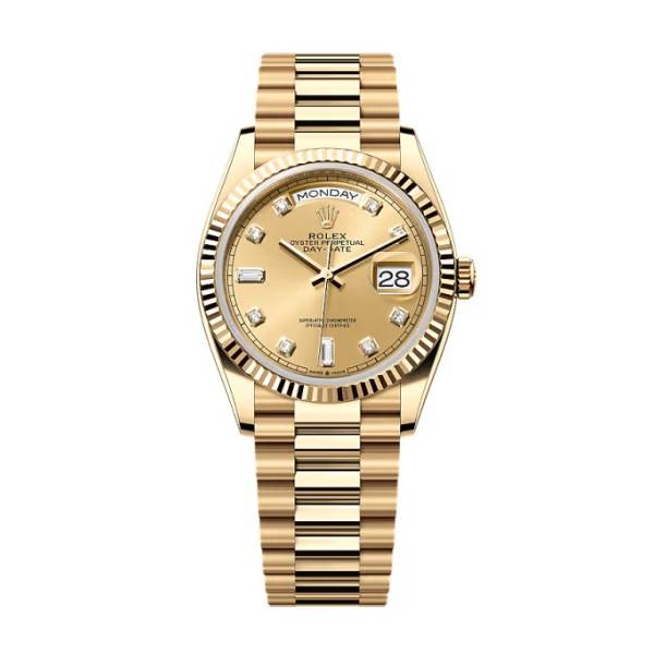 Superclone Rolex Day-Date Champagne Diamond Dial 128238-0008 36 mm