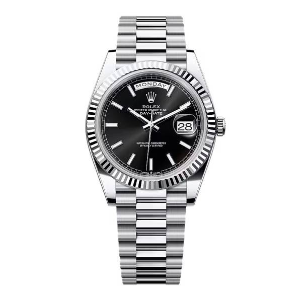 Superclone Rolex Day-Date Bright Black Dial 228236-0003 40 mm