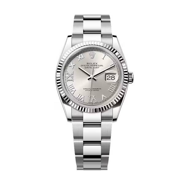 Rolex Datejust Silver Roman Diamond Dial 126234-0030 36 mm